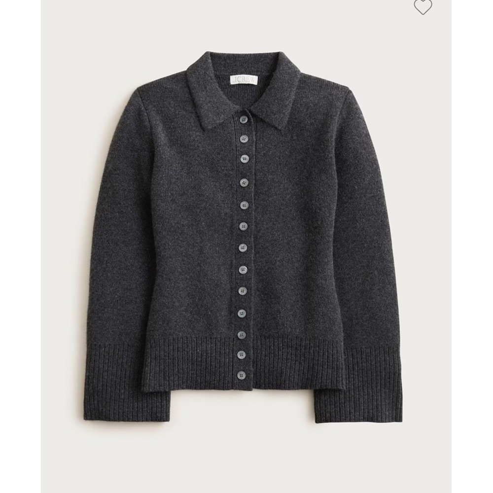J.Crew Milano-Stitch cinched-waist cardigan Dark Gray Embelished Buttons Sz S